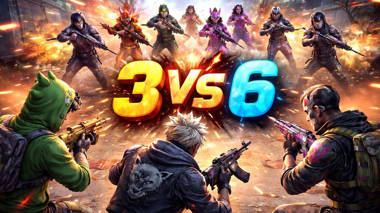 Palying 3vs6 with friends in free fire 🔥 