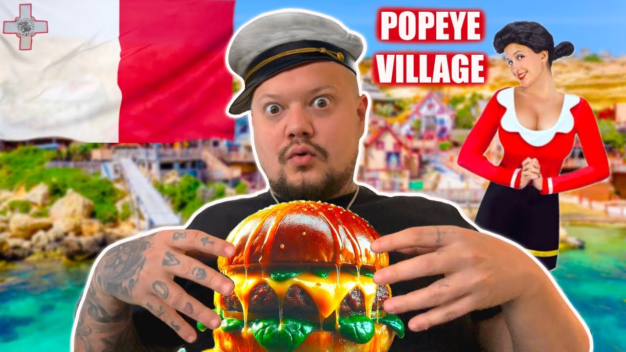 Jedem masni Burger od spanaća u Popeye selu 🇲🇹 POPEYE VILLAGE - MALTA