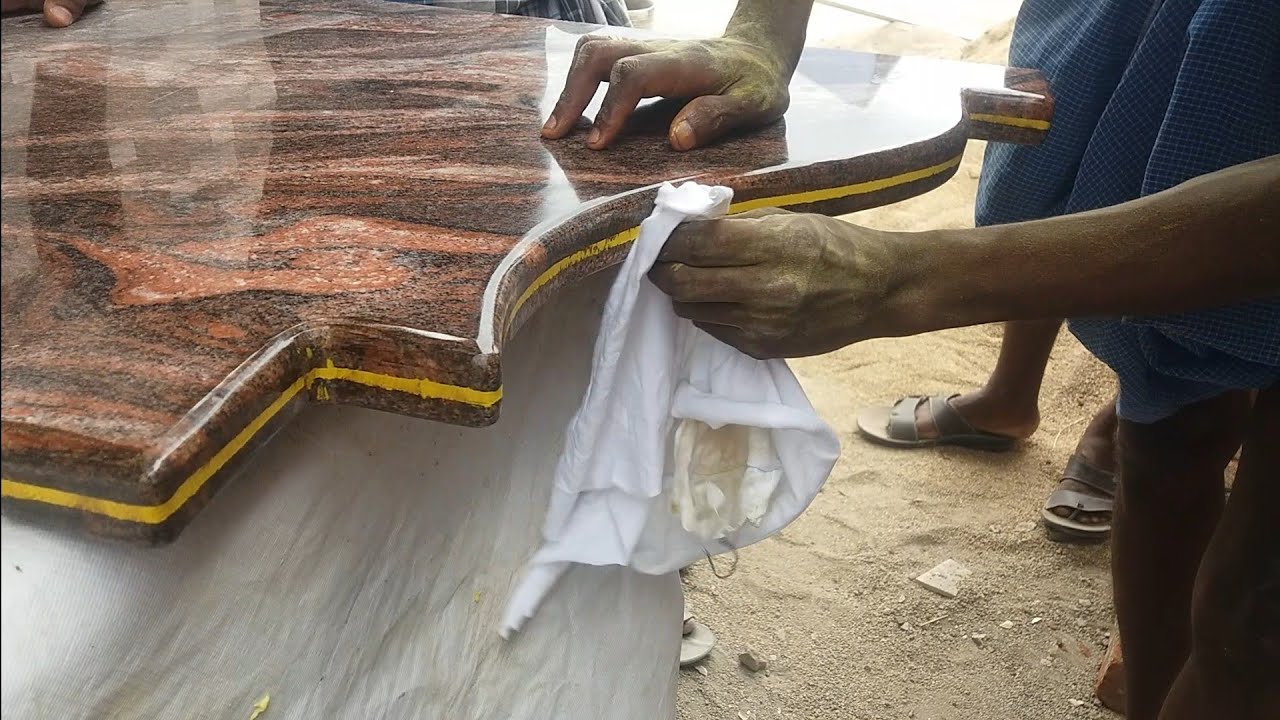 Fabulous design kitchen side position in granite with yellow chemical installation