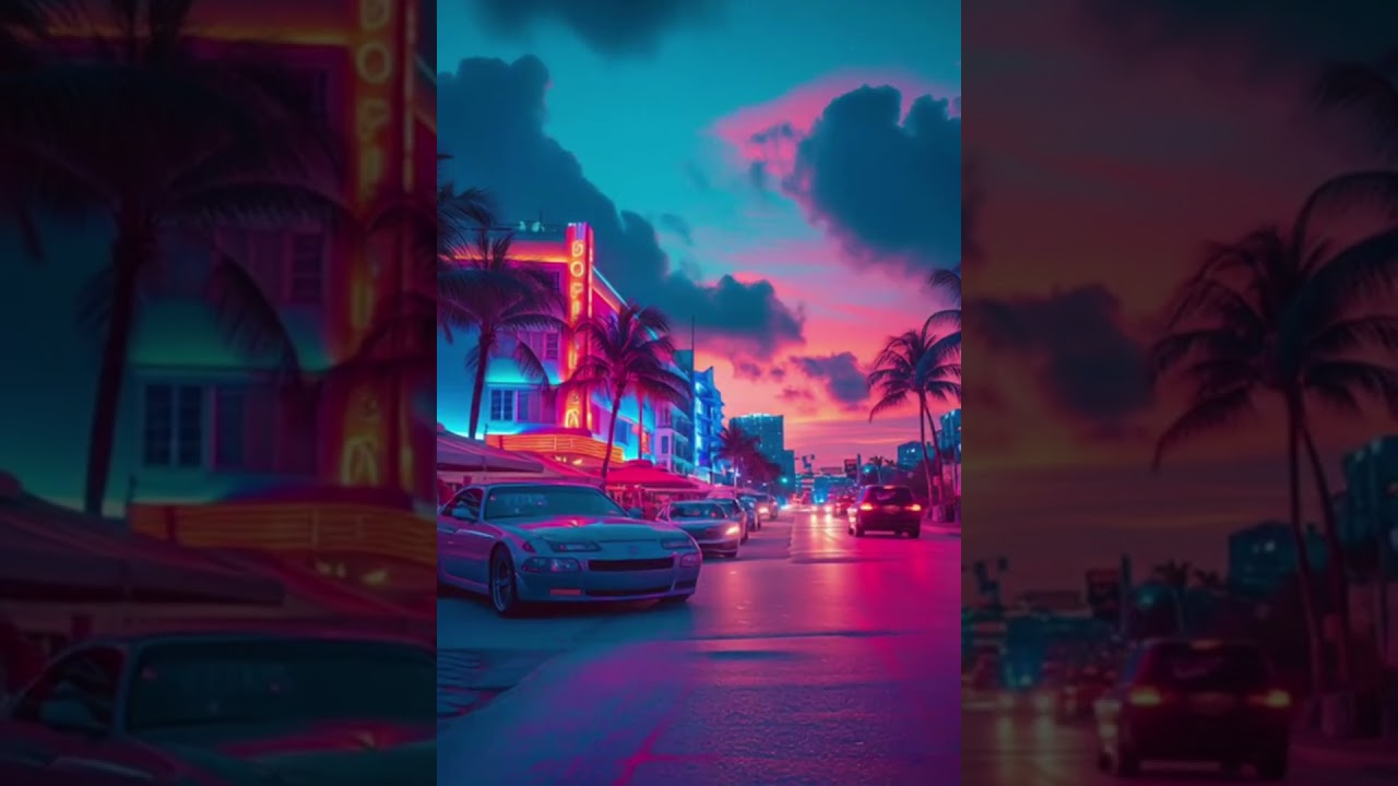 Miami Nights – Synthwave & Rain Visuals Loop