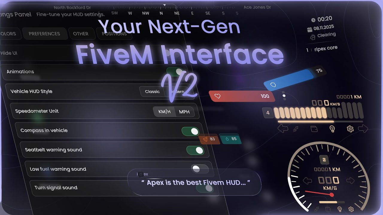 APEX HUD V2 – The Most Immersive FiveM HUD Script| QBCore & ESX & QBOX