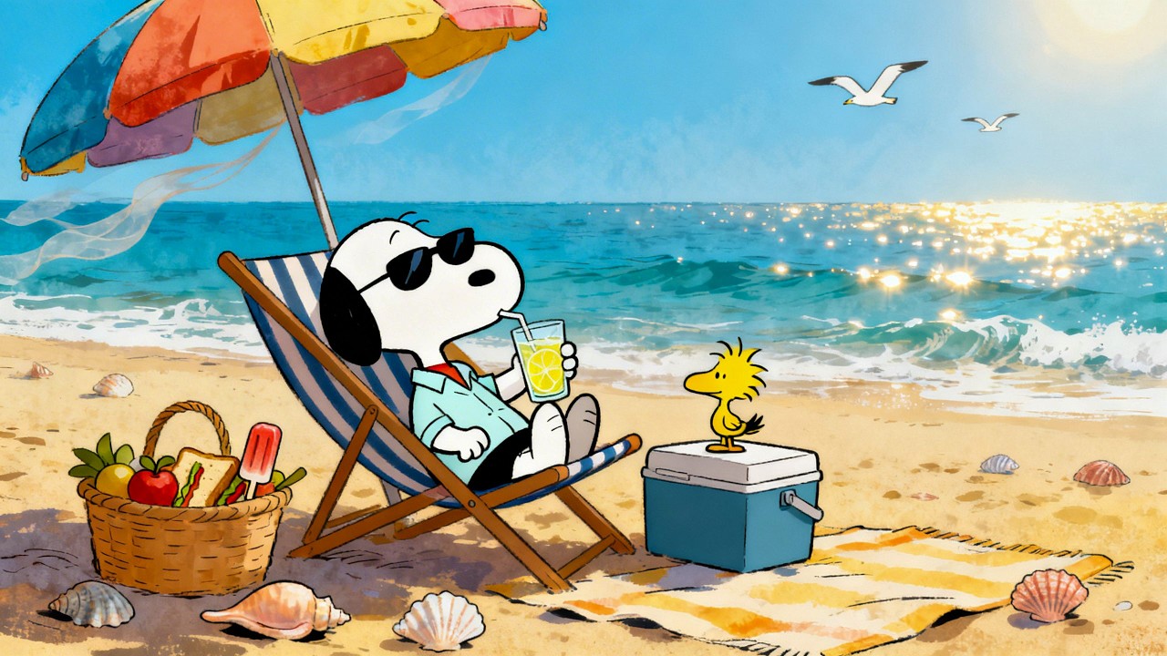 🌊 Snoopy Summer Beach Day ☀️ Chill Lo-Fi Beats, Ocean Waves & Sunny Relax Vibes | Study & Chill