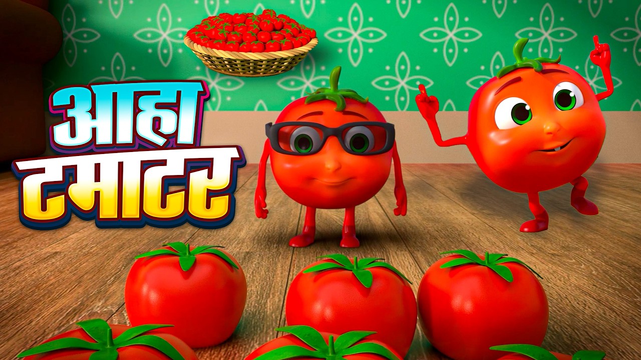आहा टमाटर और रोमांचक किड्स राइम्स | 23 Minutes Non-Stop Hindi Rhymes | Golu Rhymes Wala
