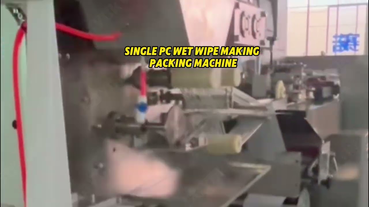 Single PC Wipe Automatic Production Packaging Line  | SAYOK  #flowpackingmachine #wetwipepackaging