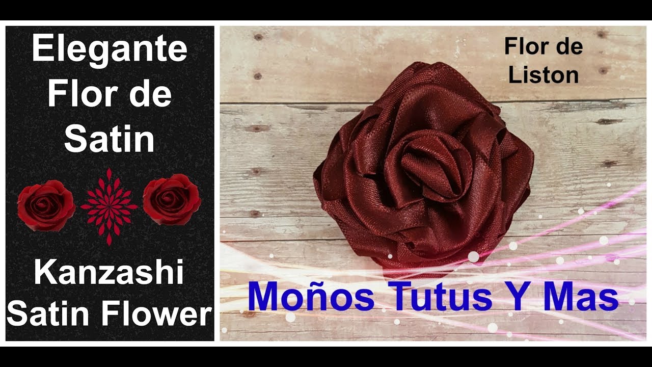COMO HACER FLOR DE LISTON Paso a Paso RIBBON FLOWER How To DIY Tutorial PAP Video 197