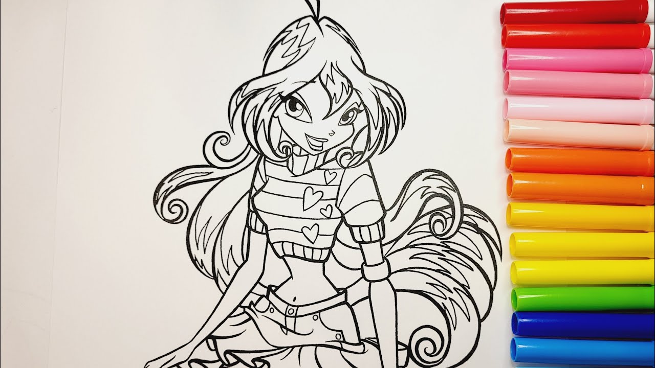 Coloring Winx Club Bloom Tecna Musa Stella Harmonix Fairy Coloring Pages