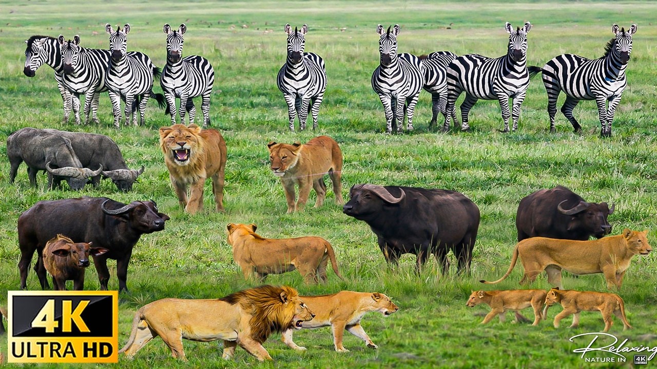 Masai Mara National Reserve 4K | African Wildlife with Real Natural Sounds | African Safari 4K