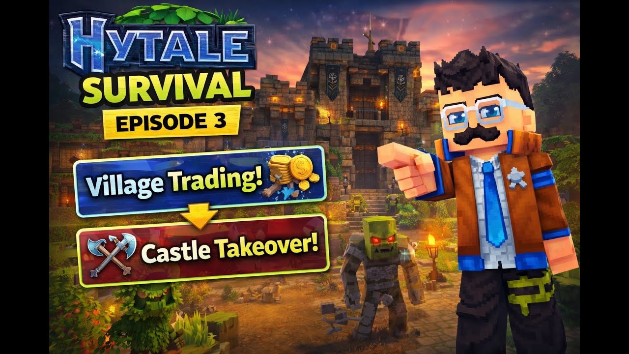 Hytale Survival Episode 3 | Village Trading, Night Combat & Enemy Castle