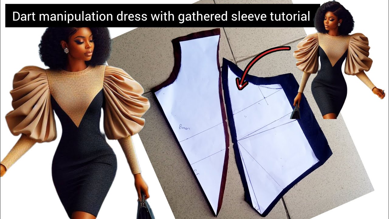 how to cut and sew a cowl sleeve, dart manipulation dress.#simplesewingpatternsforbeginners