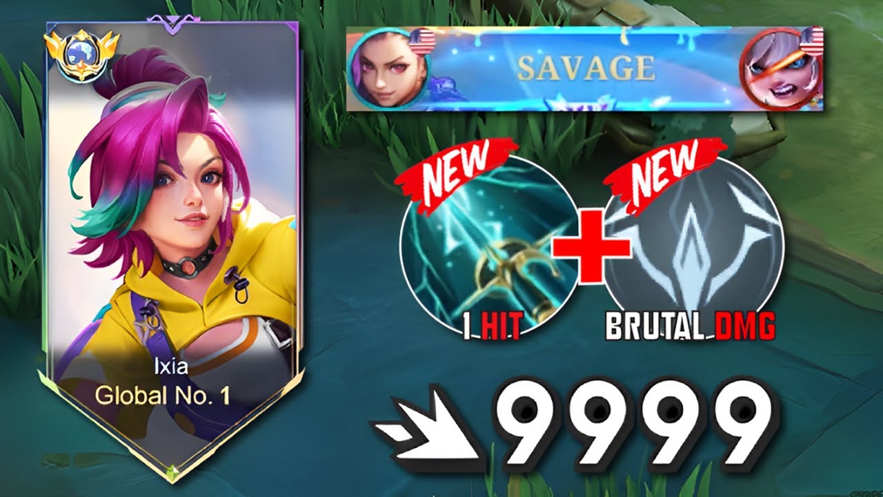 SAVAGE!! This NEW IXIA BEST BUILD and EMBLEM 2024 totally 100% Brutal Damage - MLBB