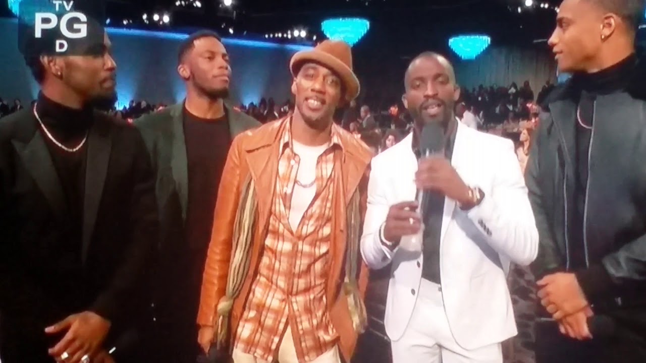 Ralph Tresvant w/ cast of New Edition Biopic at 