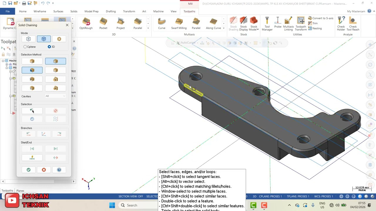MASTERCAM BRAKET CALIPER PART 2 PROSES 1