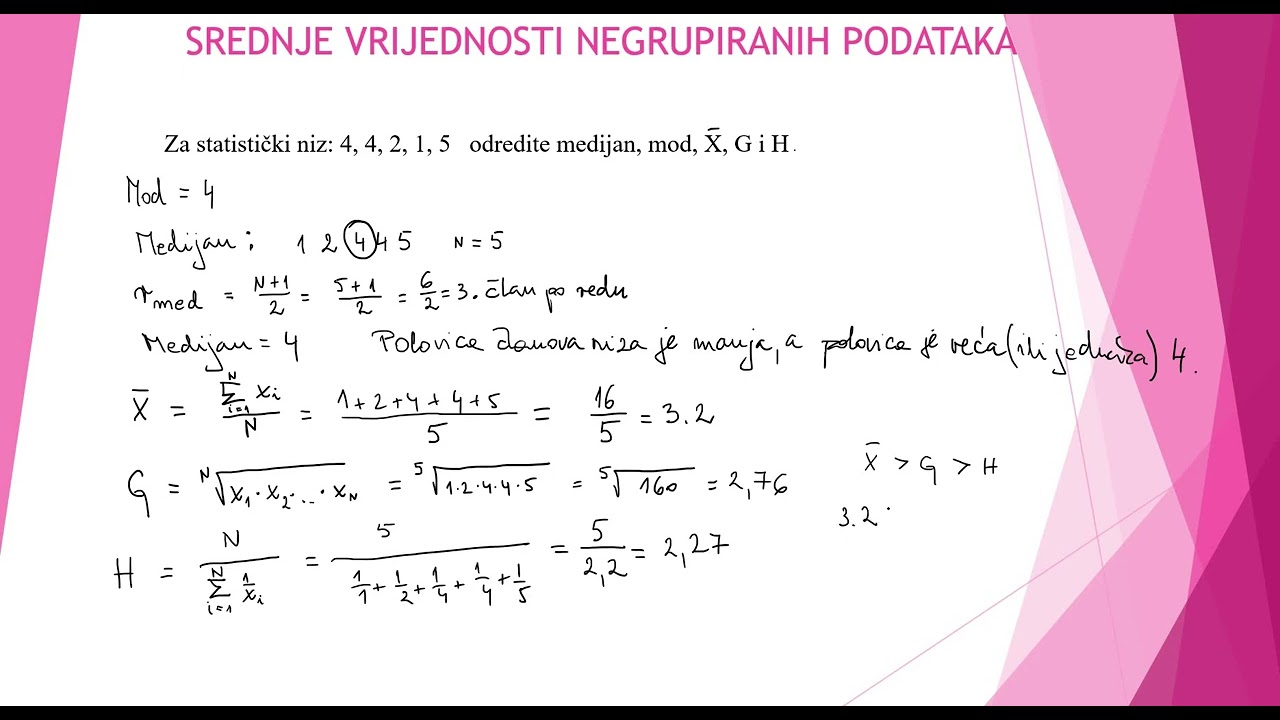 SREDNJE VRIJEDNOSTI