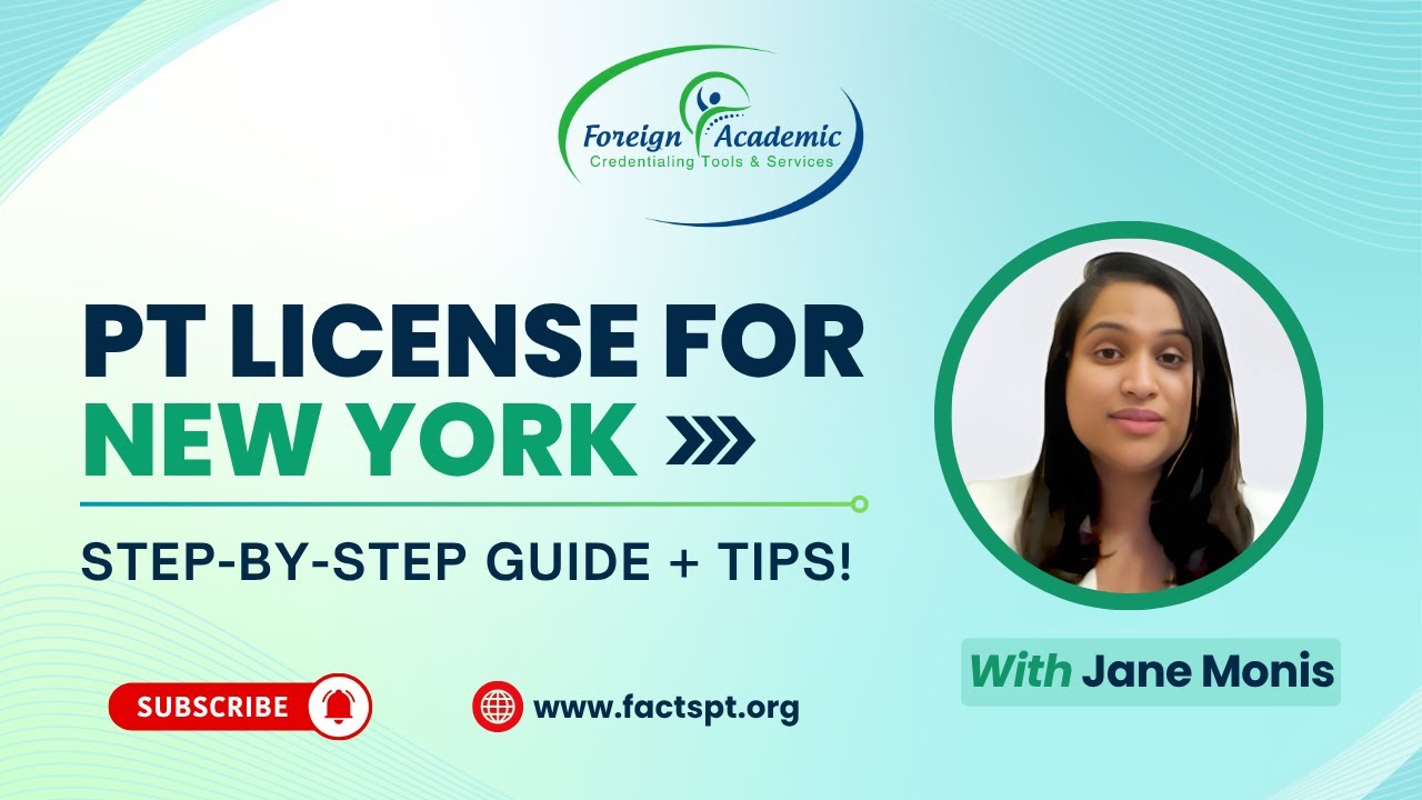 PT LICENSE FOR NEW YORK | Physiotherapy Exam Preparation | PT license USA | Jane Monis | Factspt