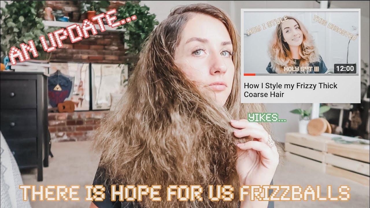 How I Style My Frizzy Thick Coarse Hair *NO HEAT* update video !