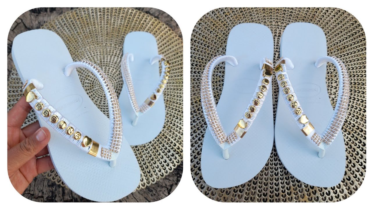 Chinelo Personalizado com Nome - Chinelos Bordados - Danielli Ferreiraa