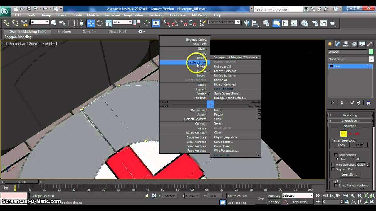 Tutorial 3 - (3D MAX) Model a Classroom: create the flower roof using line
