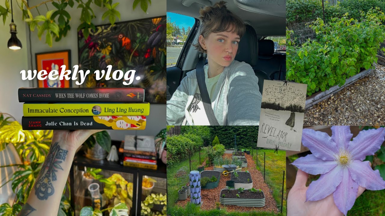 full spring garden tour, aardvark may box, & sticking to routines 🍓🌸📚🕯️