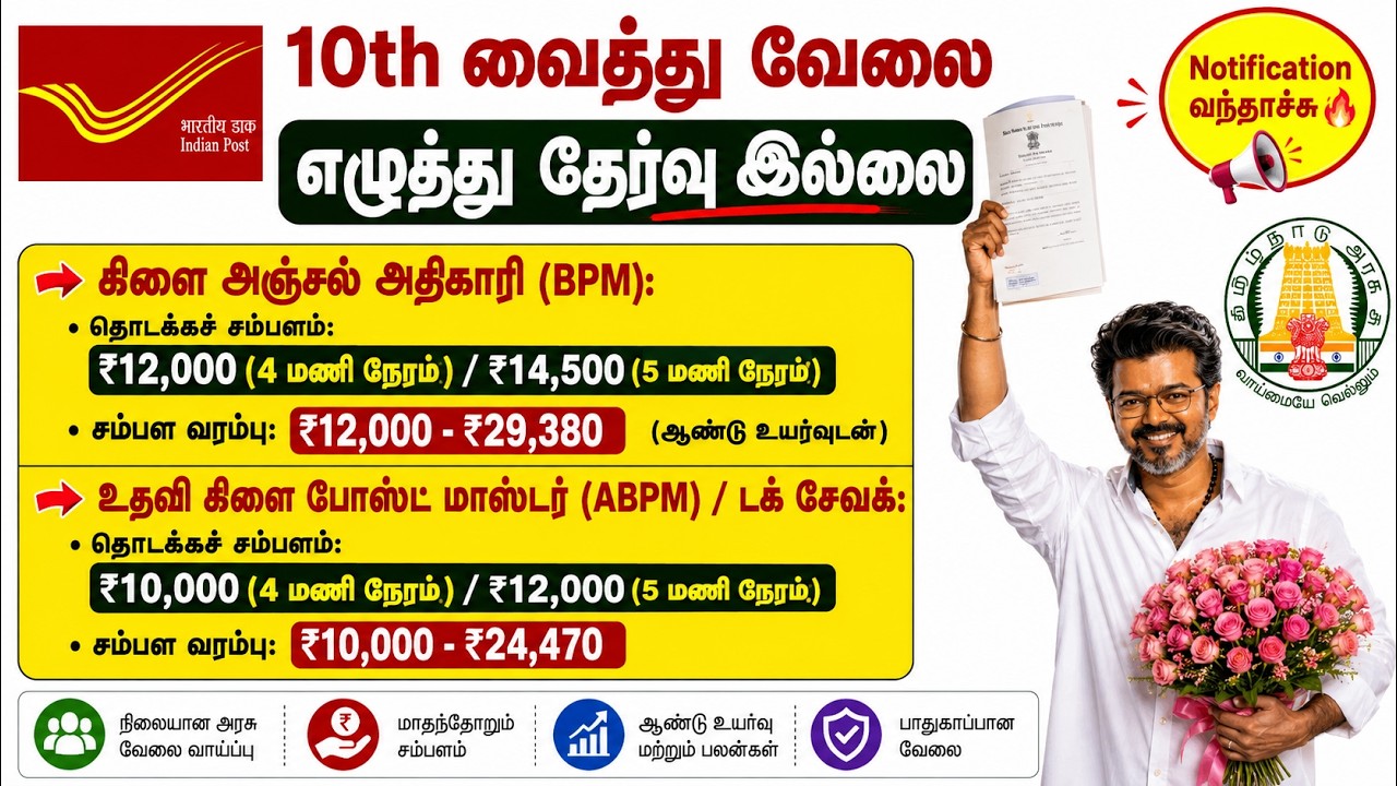 🚨 10th Passக்கு India Post Job 2026! 📮 BPM & ABPM Vacancy  Salary ₹29,380 வரை 🔥