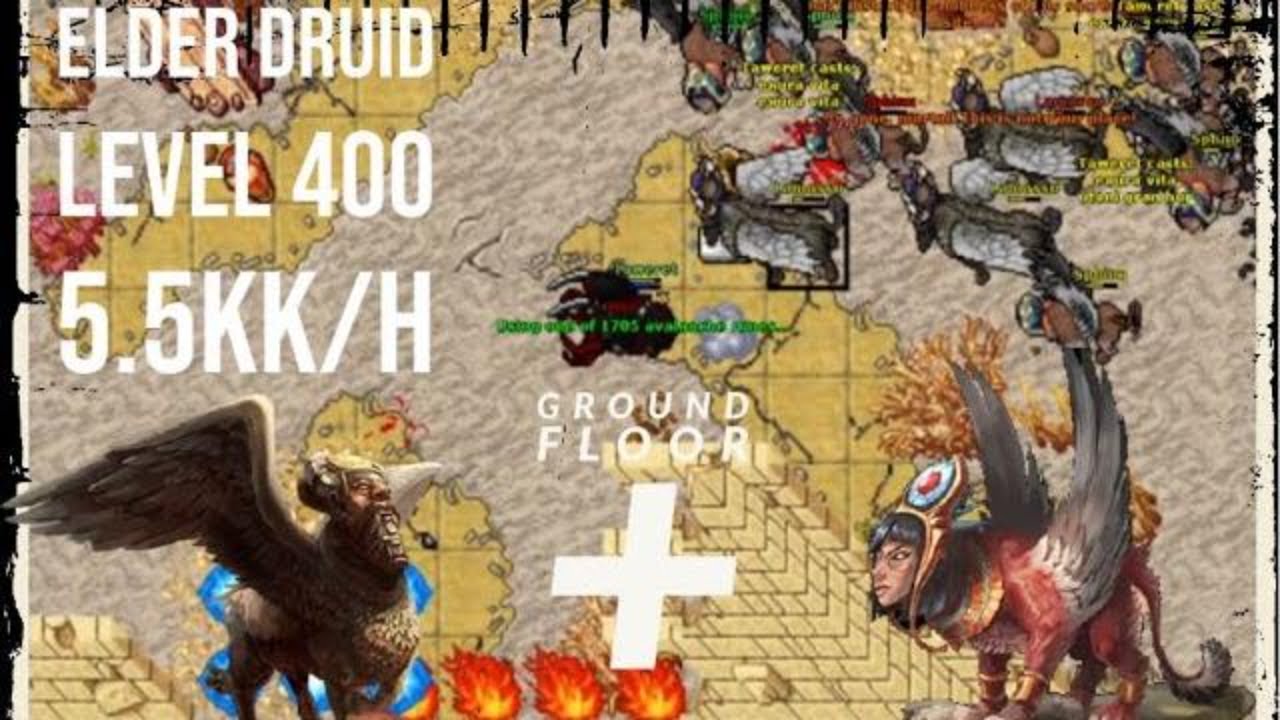 Tibia 2021 - ED Issavi West Ground + Underground - 400 DRUID SOLO Hunt. 5.5KK EXP/H