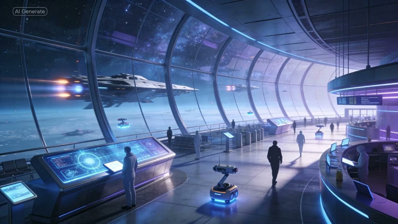 Spend Time in a Futuristic Ship Station | 24/7 Ambient Relaxing Loop