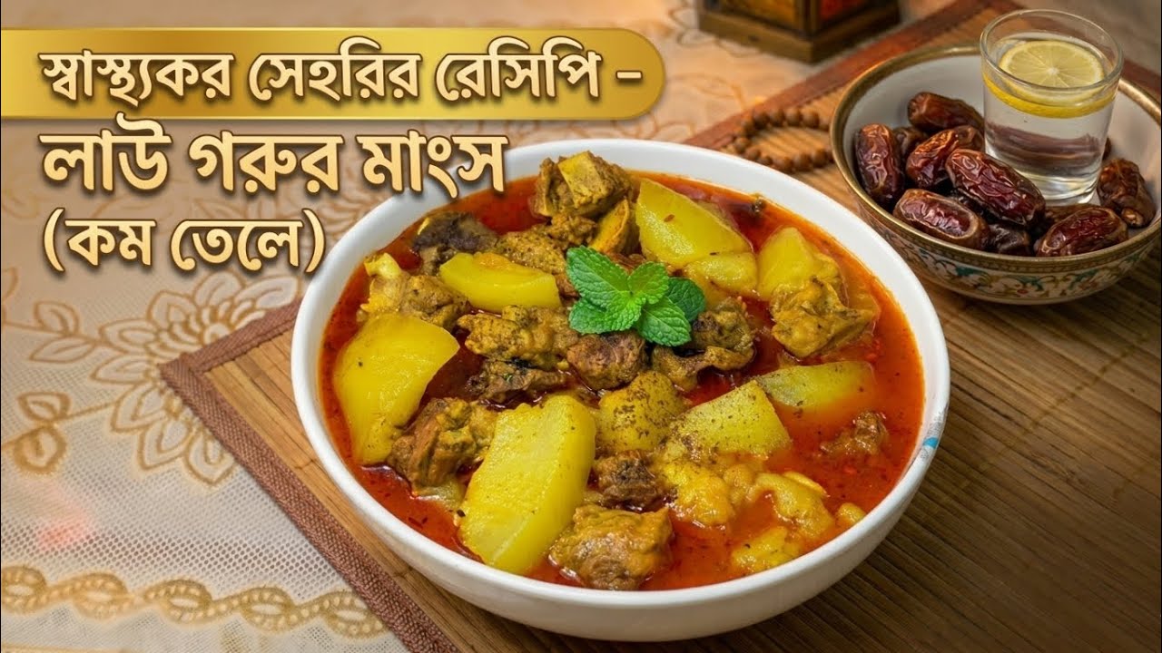 (১ চামচ তেলে) লাউ মাংসের সেহেরী Special Recipe/4 Step Easy Recipe.
