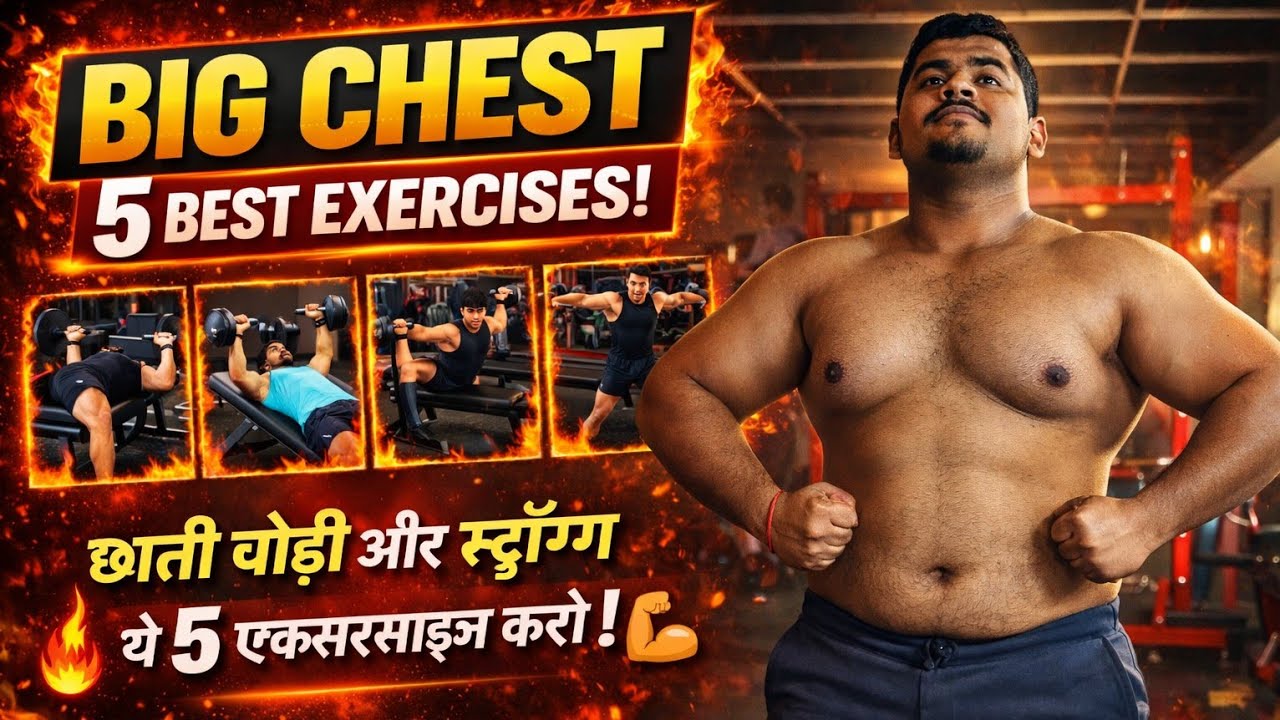 5 Best Chest Exercises for Big Chest 💪| Fast Chest Growth Workout (Hindi)/30 दिन में छाती फाड़ बॉडी 