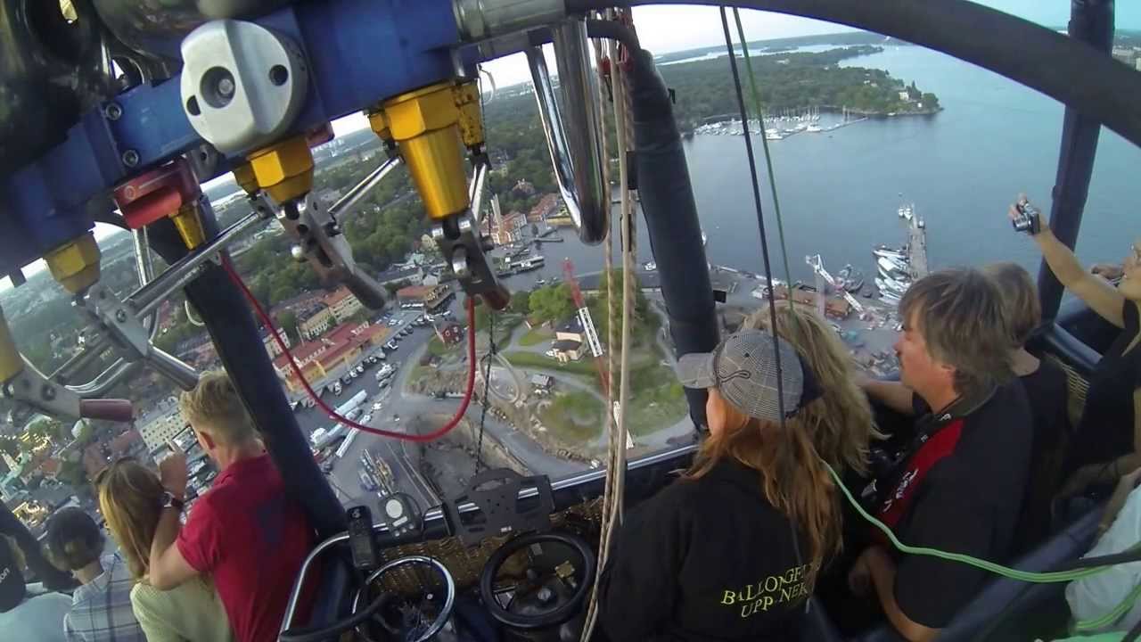 Perfect flight with hot-air balloon over Stockholm Central