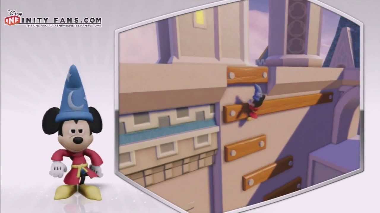 Disney Infinity D23 Sorcerer's Apprentice Mickey watches his own video in the Hall Of Heroes
