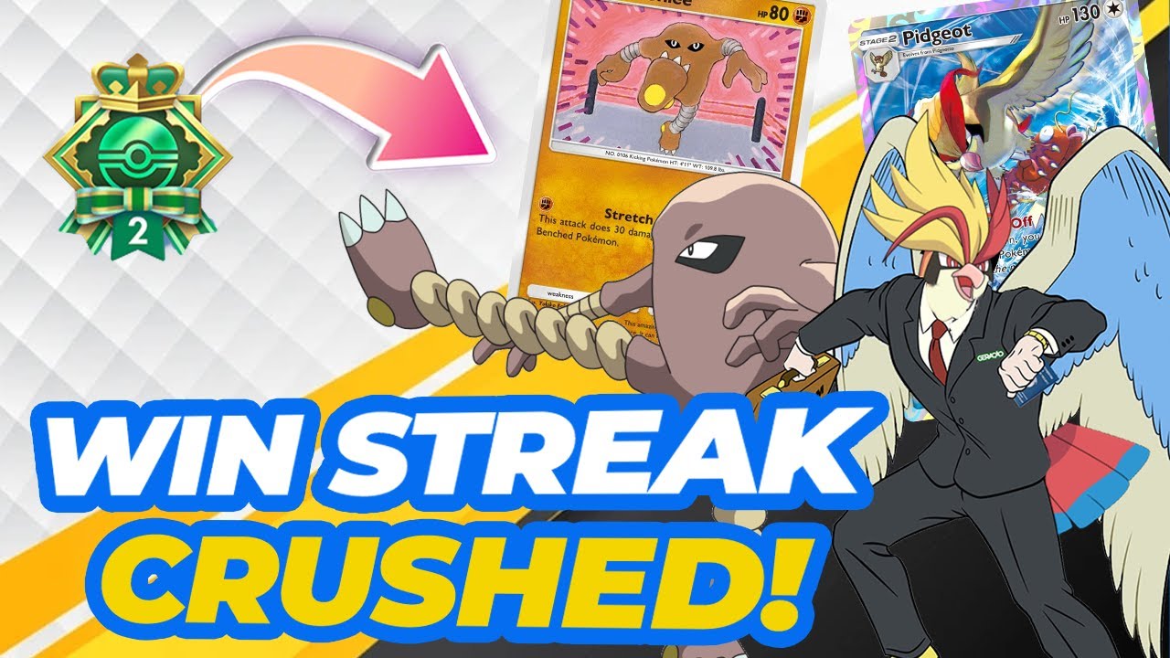 Win Streak Emblem CRUSHED with Baby Pidgeot Hitmonlee in Pokemon Pocket