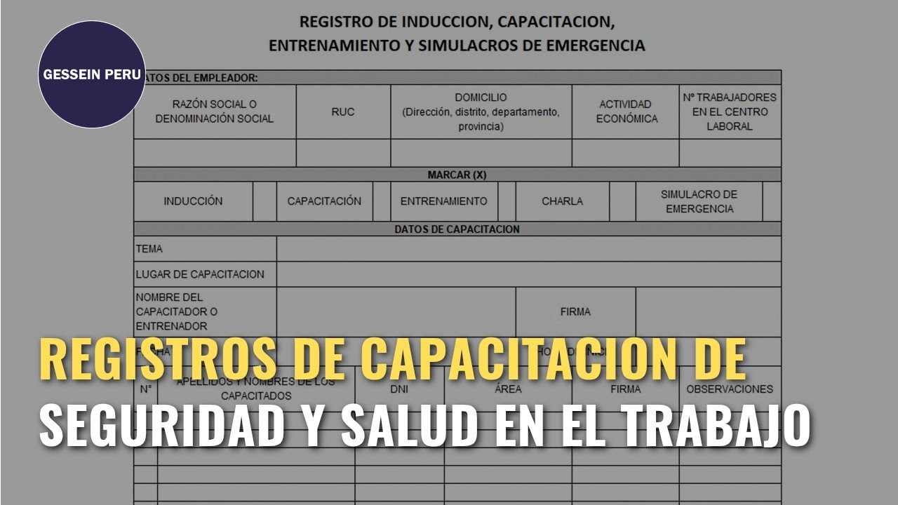 Registros de Capacitación de Seguridad y Salud en el Trabajo 