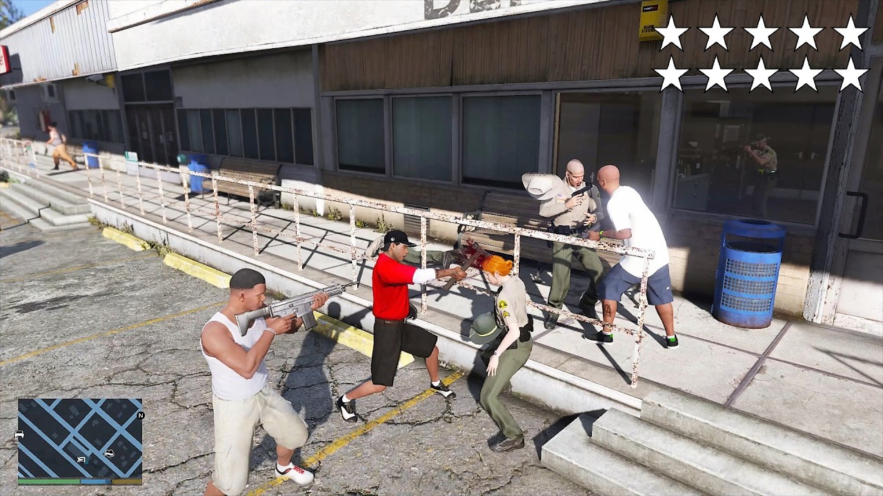 GTA 5 - Franklin, Lamar And Stretch&rsquo;s Ten Star Escape From Sandy Shores Fire Station