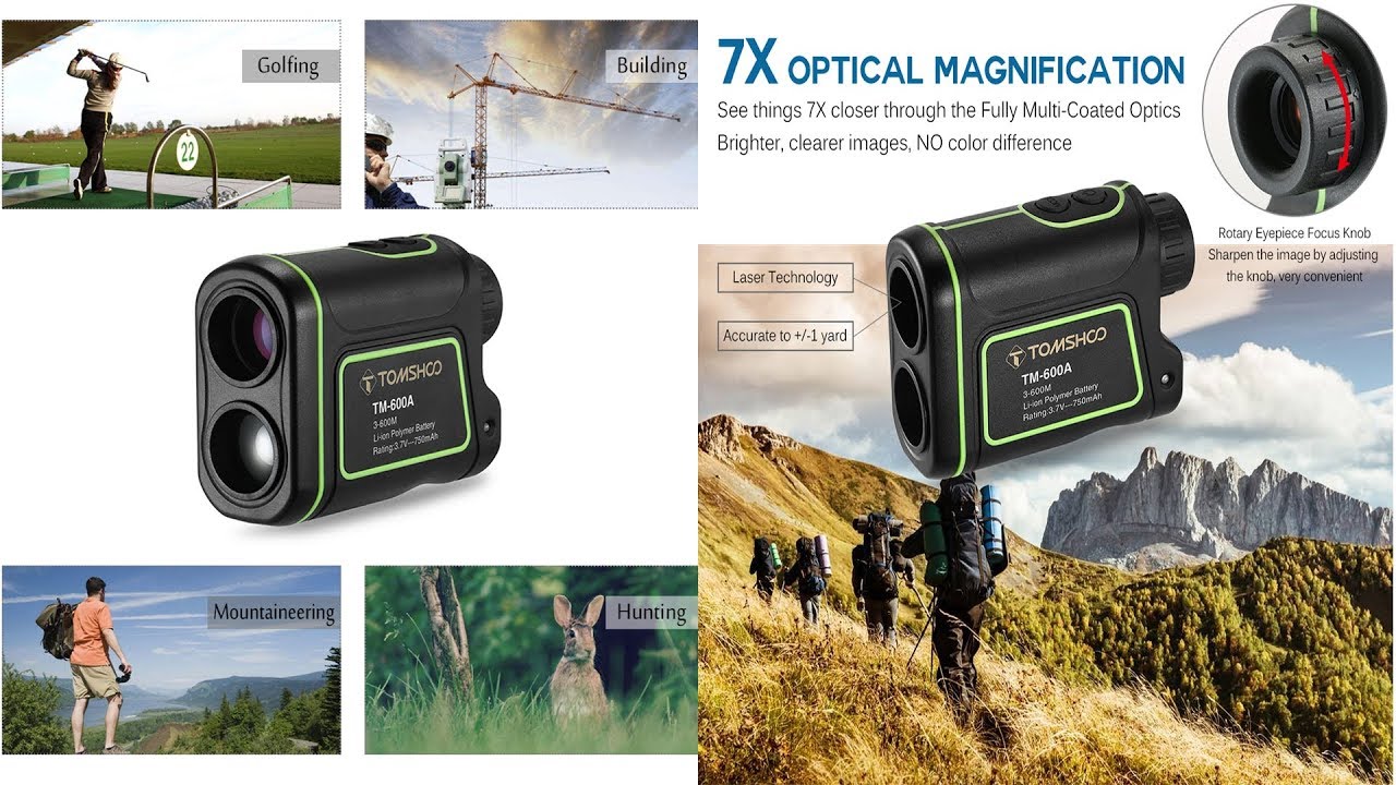 TOMSHOO Laser Range Finder  for Outdoor Golf Hunting Horse Racing Climbing Survey
