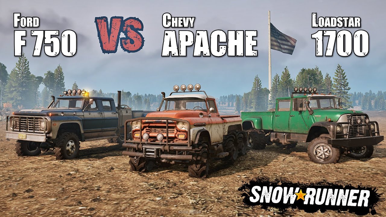 Ford F 750 vs Chevy Apache vs International Loadstar 1700 | SnowRunner Truck vs Truck