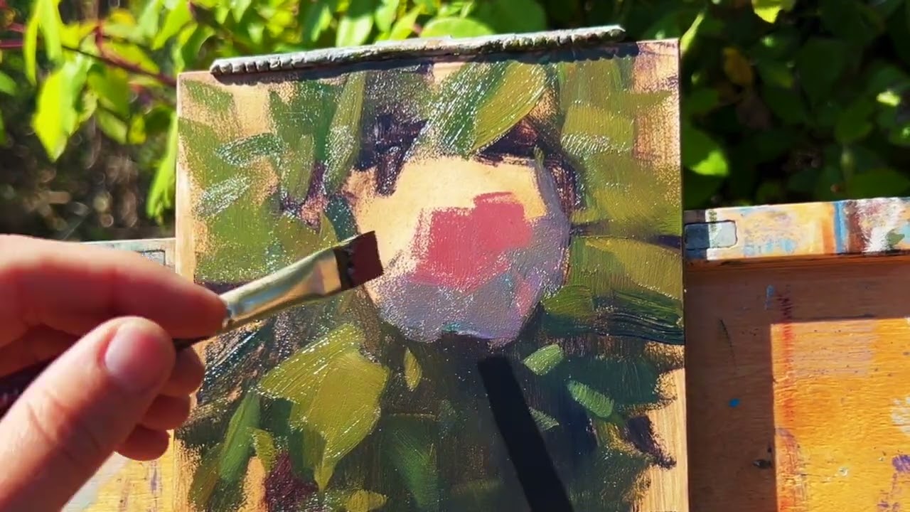 Flower oil painting timelapse (no talking) | Plein air flower painting process