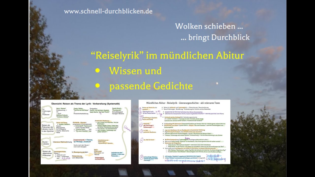 „Reiselyrik“ im mündlichen Abitur – Wissen und passende Gedichte mit wichtigen Textstellen