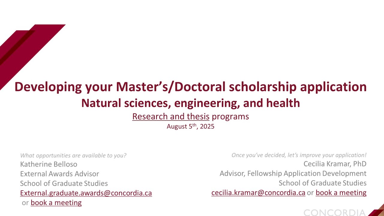 Applying for NSERC, CIHR and FRQ scholarships (Master's and PhD)_ 2025