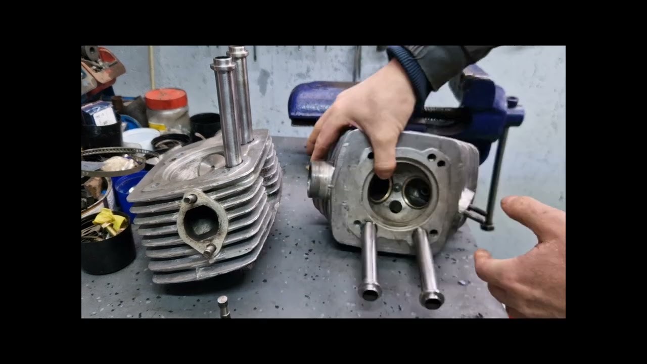 Finishing the head cylinders for Dnepr 650 engine