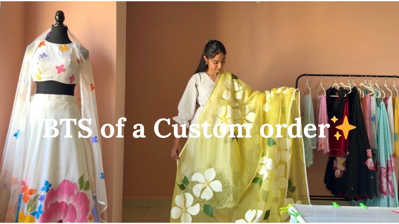 BTS of a Custom Hand Painted Saree Order | Hand painted Organza sarees | Fabric Painting Ideas