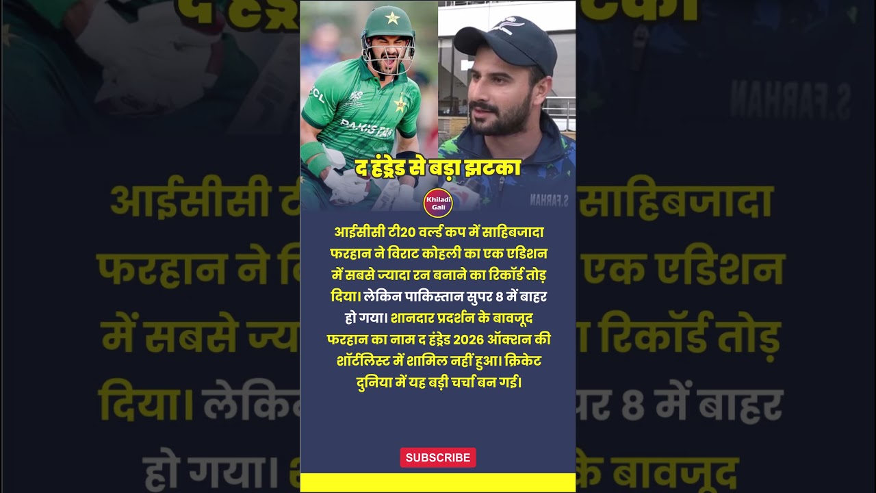 Sahibzada Farhan Breaks Virat Kohli T20 World Cup Record | Pakistan Exit & The Hundred 2026 Snub
