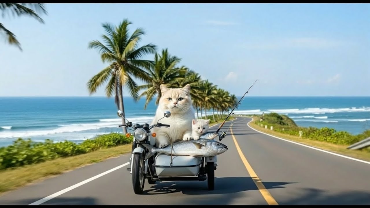Kitten & White Cat Mom Go Fishing—She Catches a Giant Fish! | Cat Life