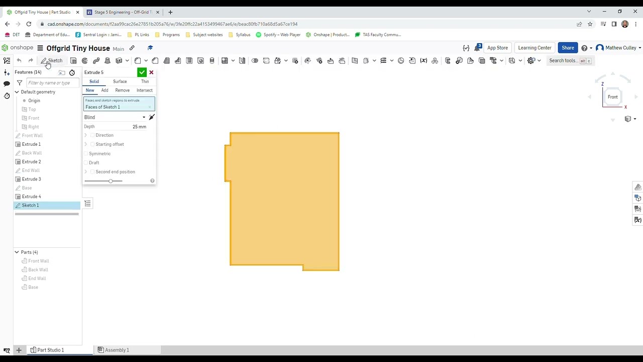 Tiny House Onshape Tutorial 5 - (Internal Wall)