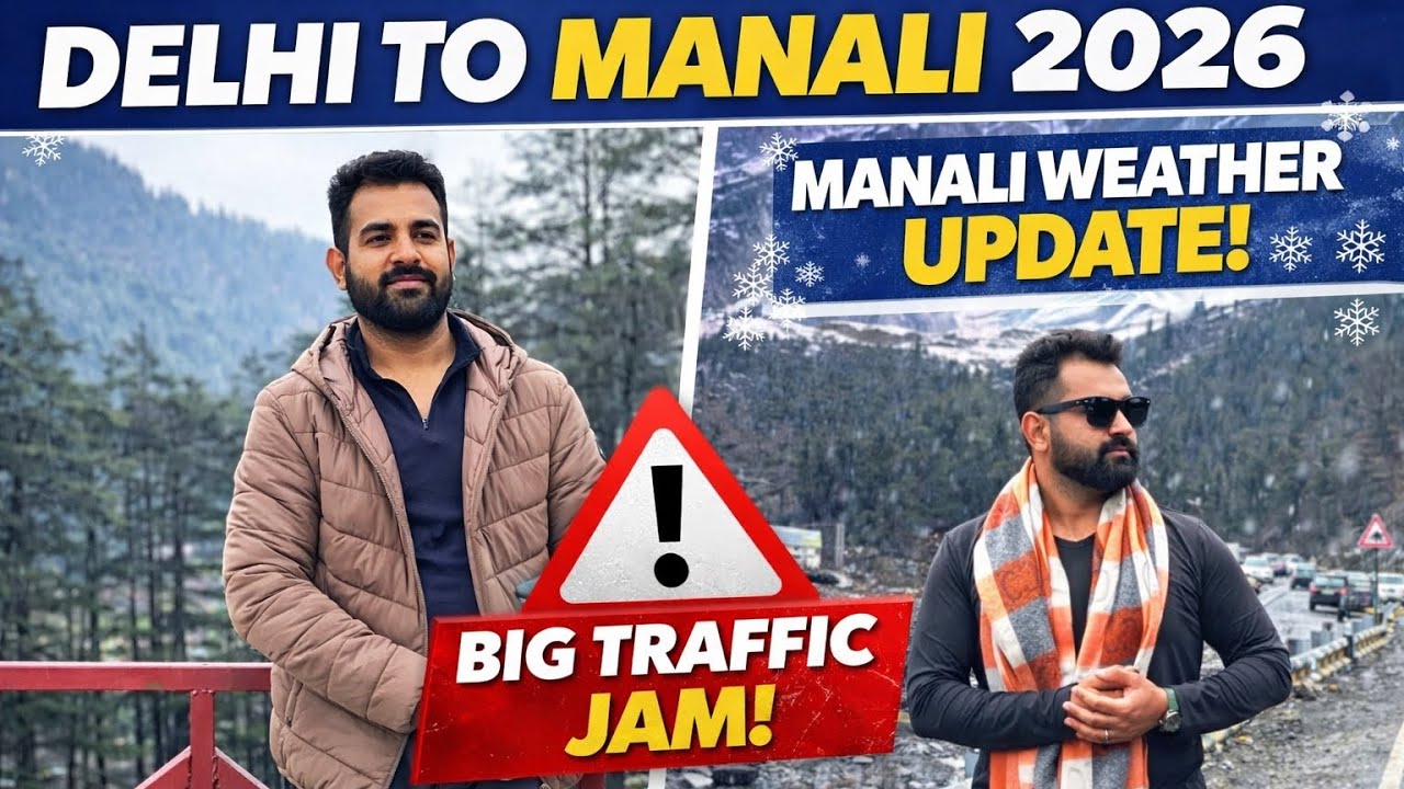 Delhi to Manali Road Trip 2026 🚗❄️ | Manali Snowfall & Weather Update | Atal Tunnel | Dark Ride