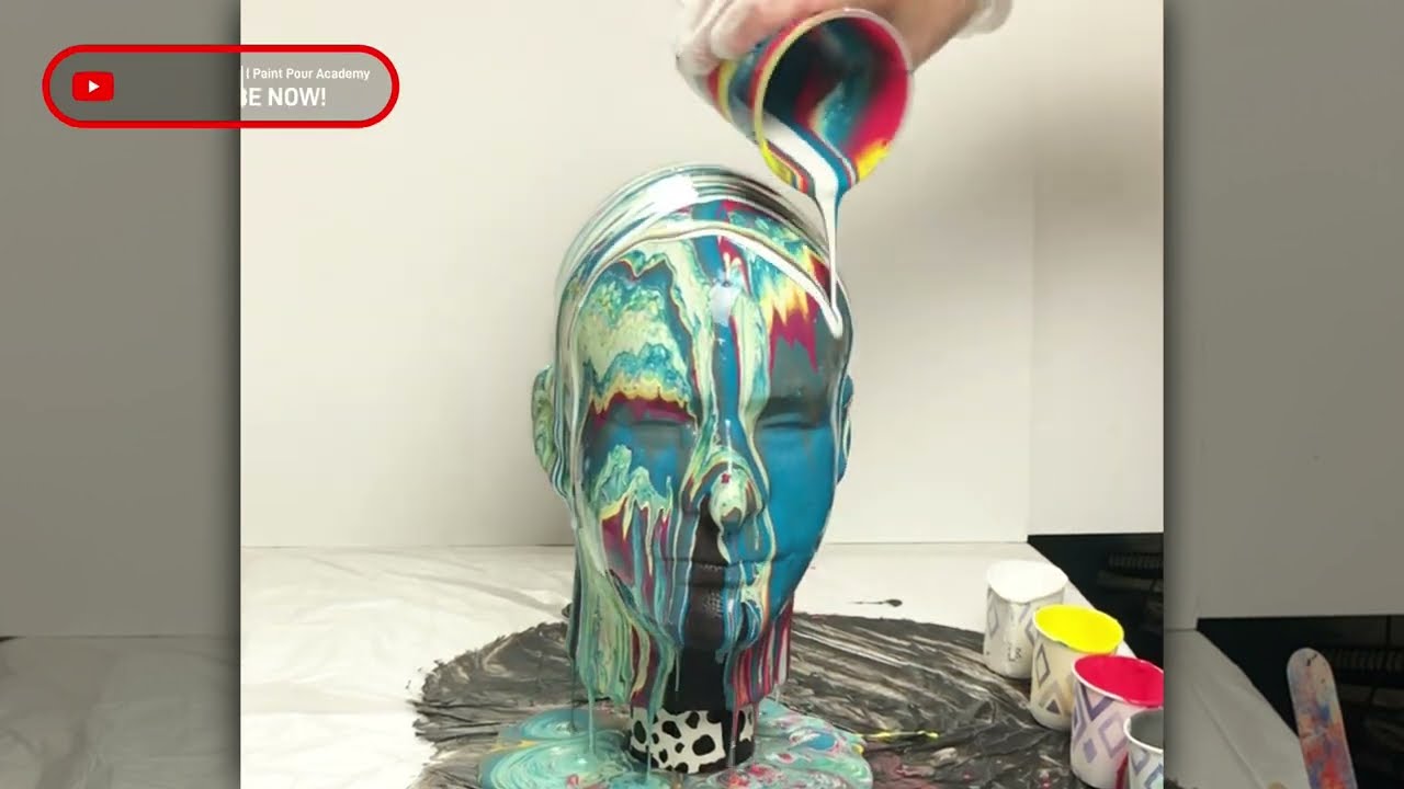 Acrylic Pour over a Smooth Foam MAN Mannequin Head