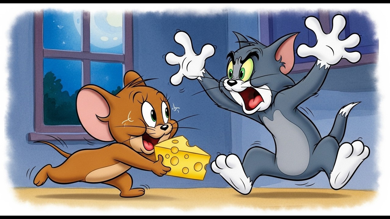 The Midnight Cheese Heist 🧀  Tom and Jerry Style Funny Night Robbery 😱😂