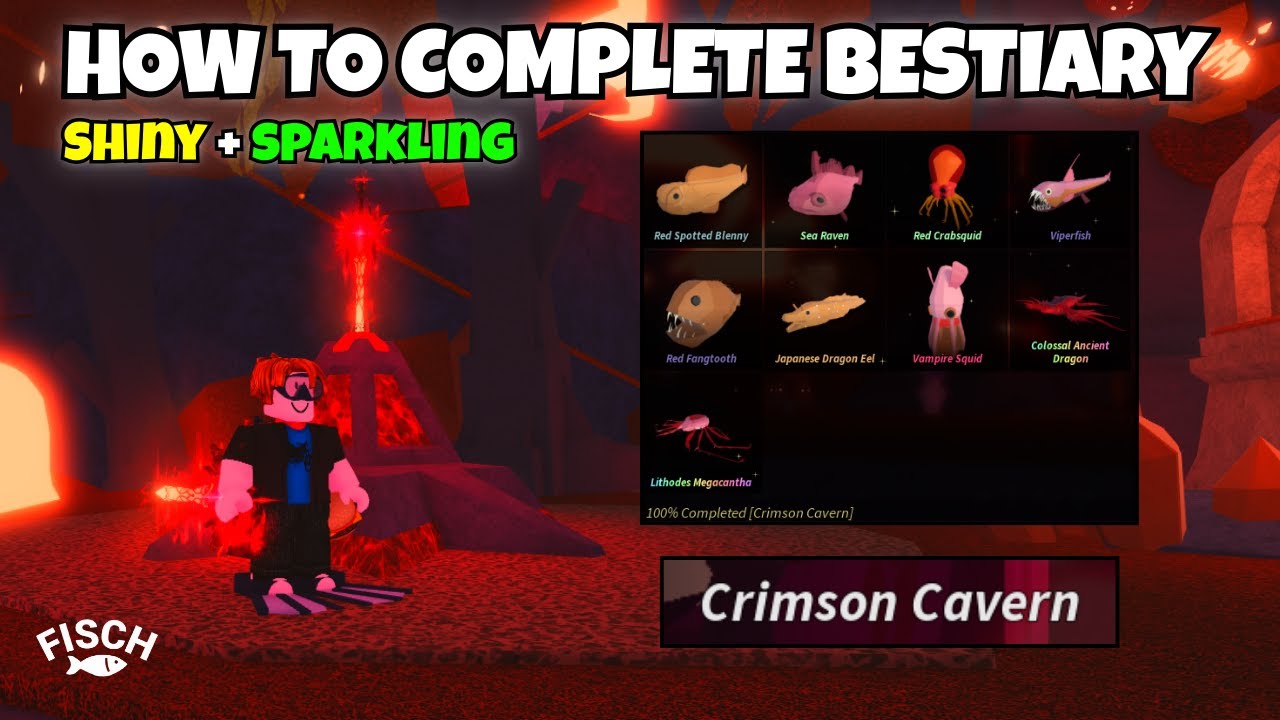 Как пройти бестиарий Crimson Cavern в игре Fisch! Roblox