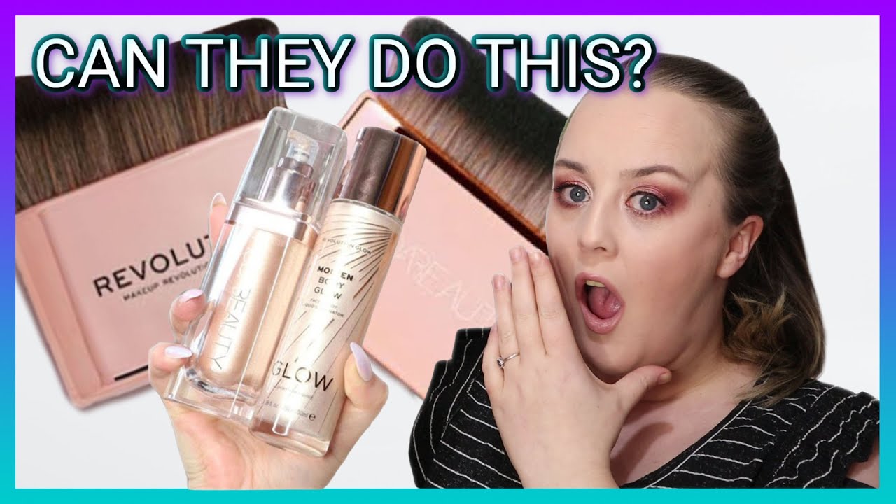 Revolution Glow Molten Body Liquid Illuminator VS Huda Beauty N.Y.M.P.H Body Highlighter | Dupe