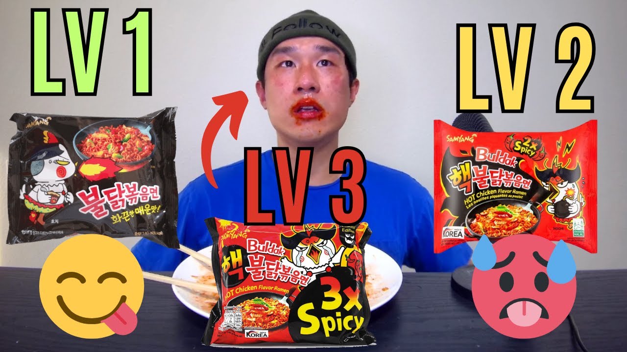 WORLD'S HOTTEST FIRE NOODELS: 3X Spicy Buldak noodles.