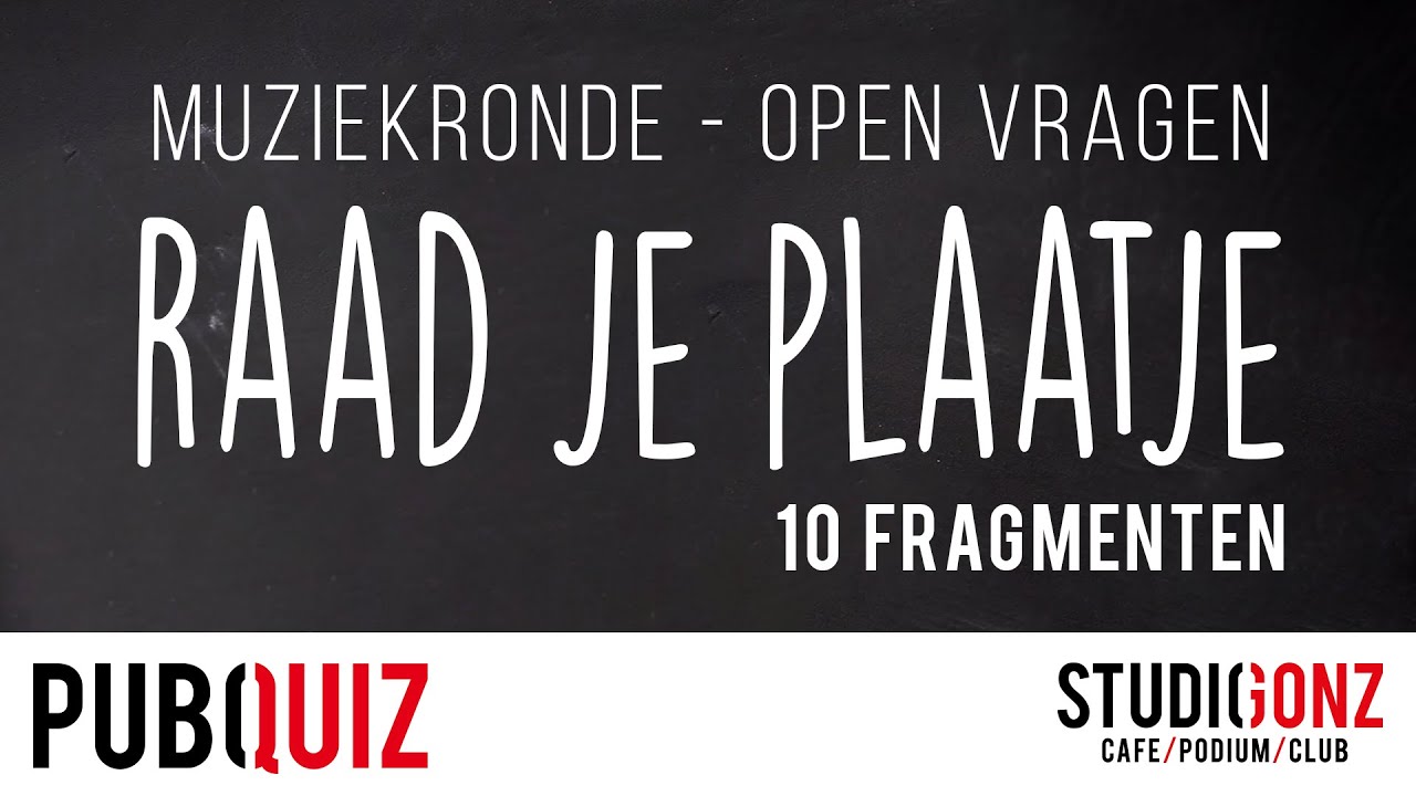 StudioGonz Pub Quiz - MUZIEK - Raad je plaatje (10 fragmenten) - Open vragen