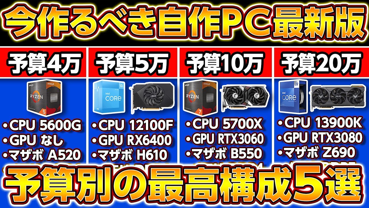 自作PCの今作るべき予算別おすすめ最新構成5選！4~30万円コスパ最強ゲーミングPCをプロが教える